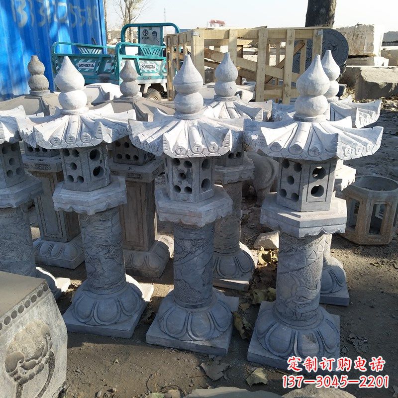 鹤壁高墩青石中式灯笼雕塑