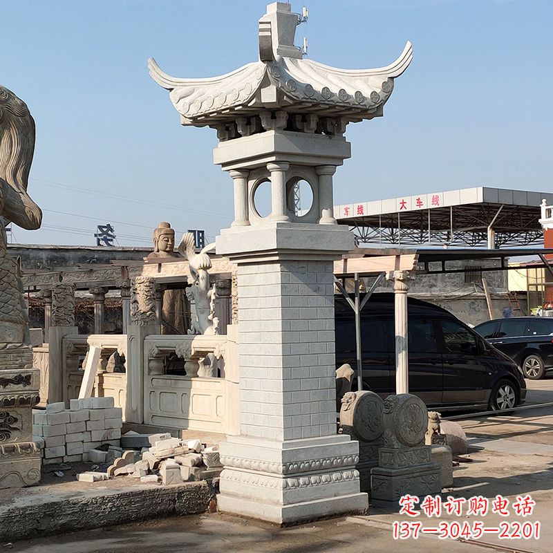 鹤壁高墩中式石雕灯笼美观厚重的传统中国风雕塑