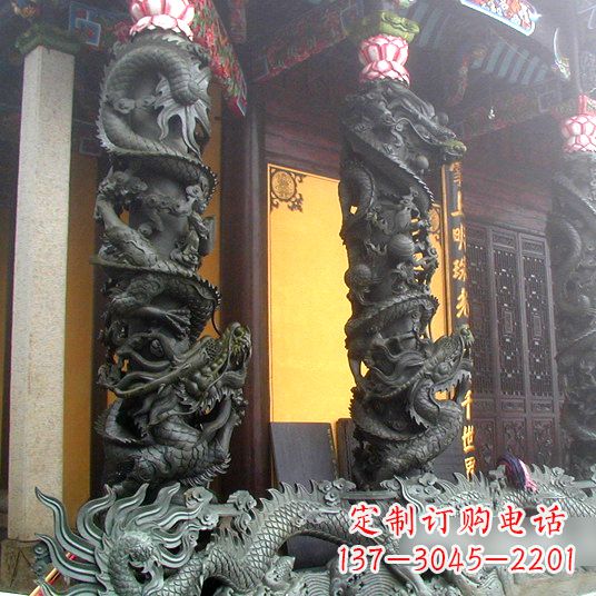 鹤壁高浮雕龙柱铜雕塑