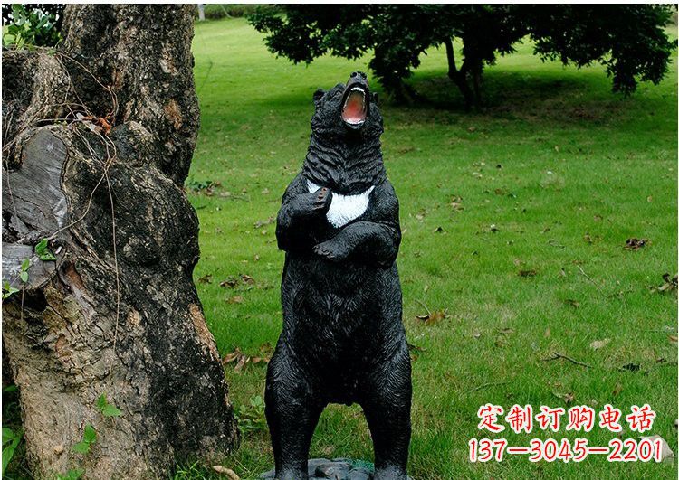 鹤壁公园风情玻璃钢仿真黑熊雕塑