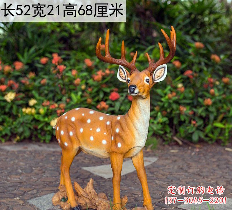 鹤壁精美制作玻璃钢仿真梅花鹿雕塑