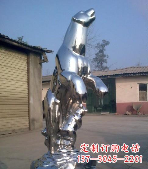 鹤壁公园不锈钢抽象北极熊动物雕塑