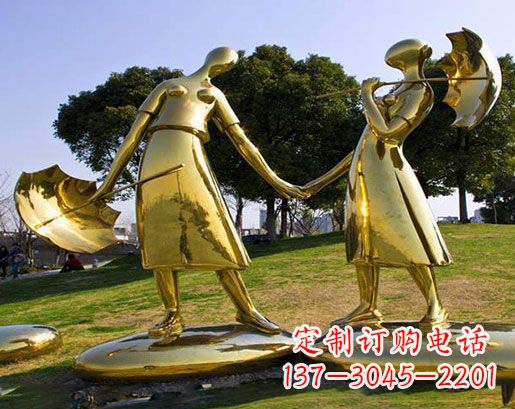 鹤壁长伴相守,情缘两生——不锈钢抽象情侣雕塑