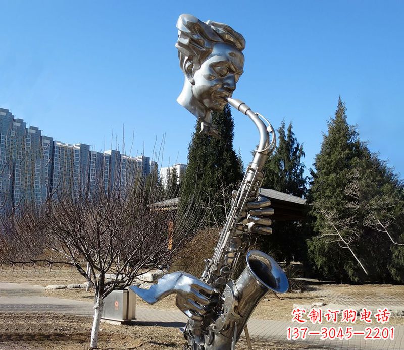 鹤壁纪念性不锈钢萨克斯头像雕塑