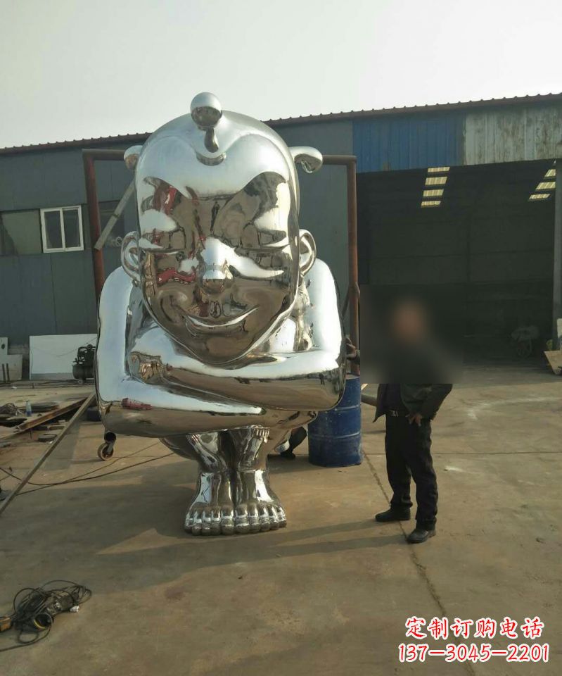鹤壁大型不锈钢蹲着的儿童雕塑