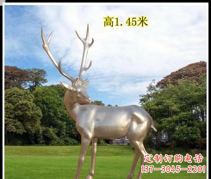 鹤壁高端室外不锈钢巨型动物鹿雕塑