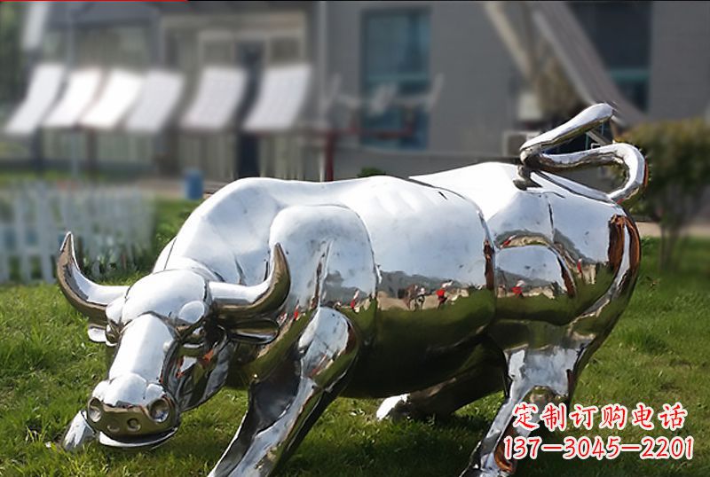 鹤壁精致美观的高端不锈钢动物牛雕塑