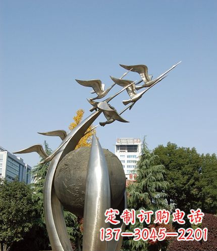 鹤壁唯美 大雁不锈钢雕塑