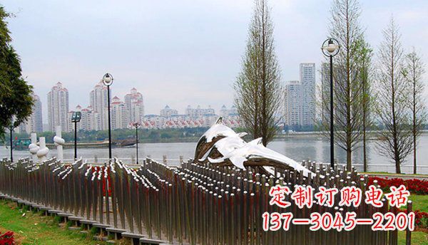 鹤壁动物主题不锈钢海豚雕塑