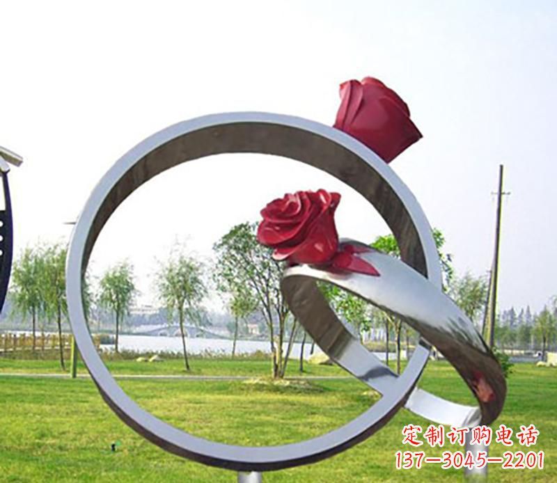 鹤壁不锈钢景观婚戒雕塑