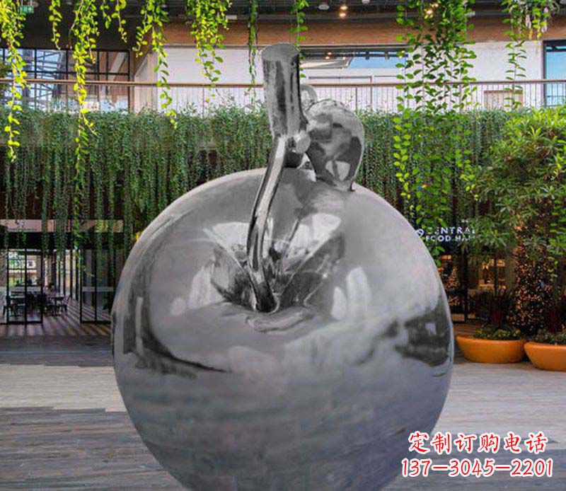 鹤壁公园时尚不锈钢镜面苹果雕塑
