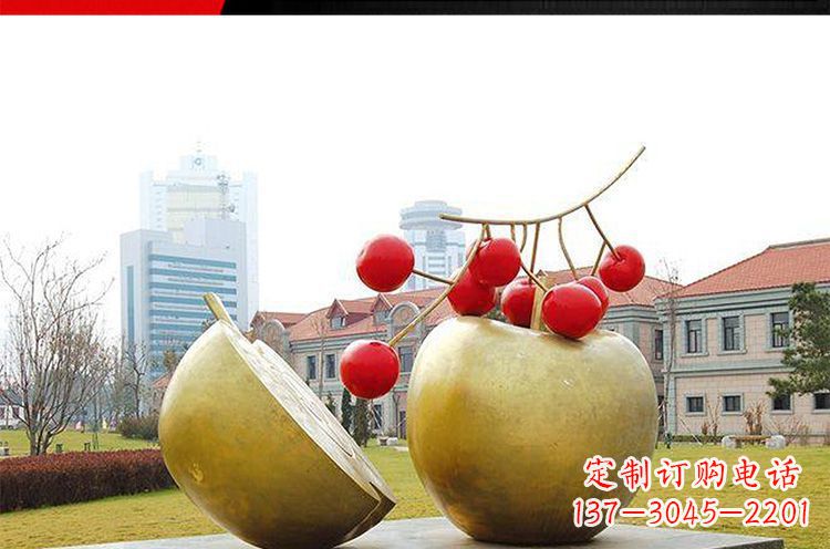 鹤壁公园不锈钢苹果樱桃雕塑
