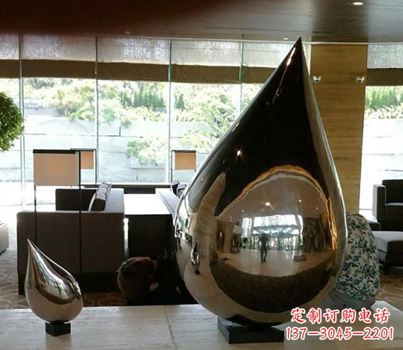 鹤壁公园不锈钢水滴球景观雕塑