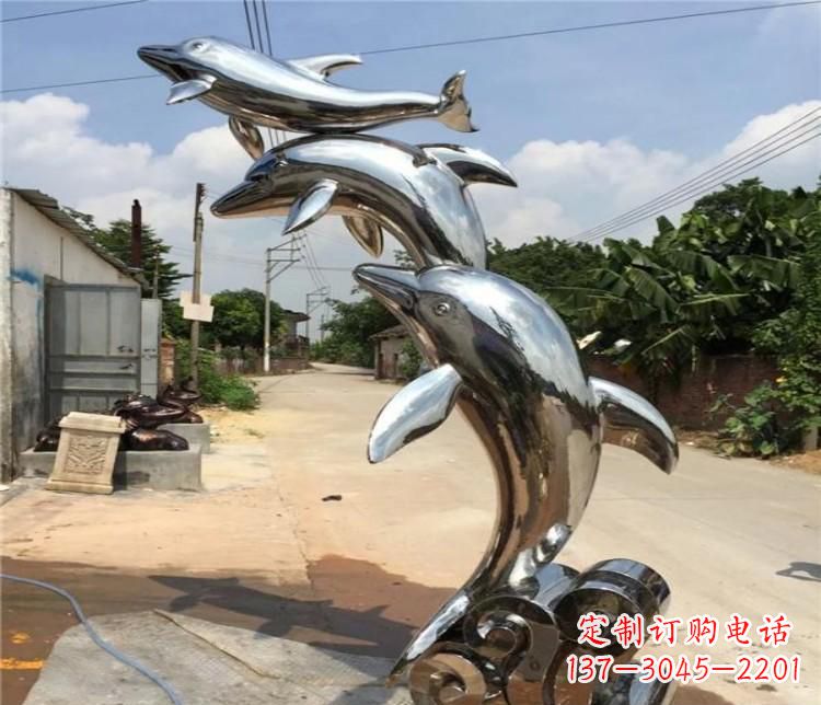 鹤壁冲浪海豚不锈钢雕塑