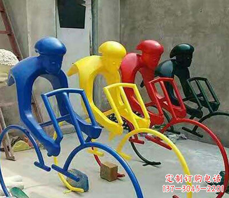 鹤壁不锈钢自行车运动人物景观雕塑