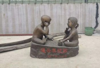 鹤壁精美儿童下棋铜雕
