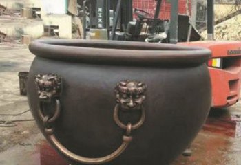 鹤壁非凡形态的铜雕狮子头水缸