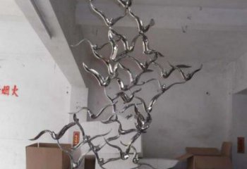 鹤壁精致工艺 品质卓越 公园不锈钢抽象大雁雕塑