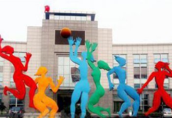 鹤壁激情运动的写照不锈钢女孩打篮球雕塑