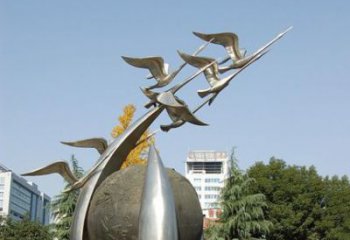 鹤壁唯美 大雁不锈钢雕塑