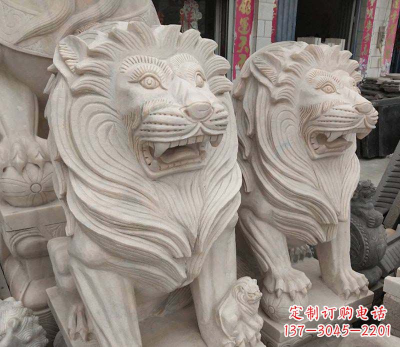 鹤壁公园踩球西洋狮动物石雕