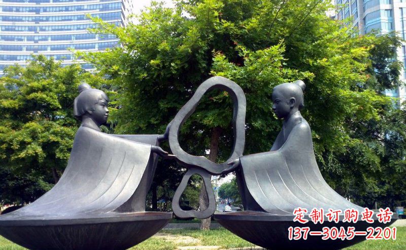 鹤壁公园抽象孔融让梨景观铜雕