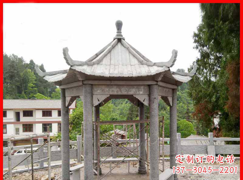 鹤壁精美大理石六角石凉亭雕塑