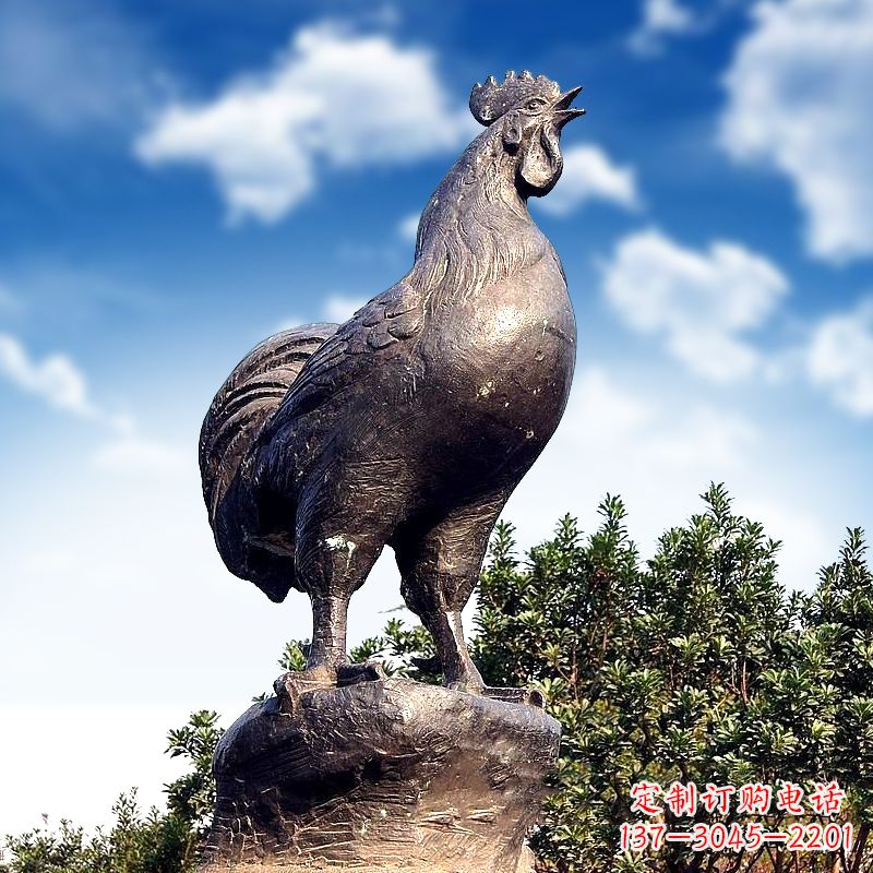 鹤壁威风凛凛的大型铸铜酉鸡雕塑
