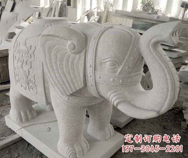鹤壁公园动物大理石大象石雕 (3)