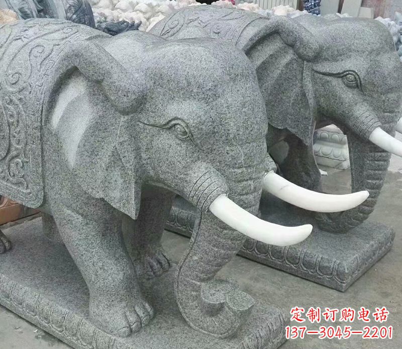 鹤壁象征力量的大理石大象雕塑