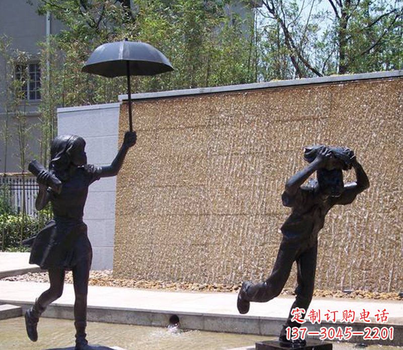 鹤壁抗风雨小男孩铜雕