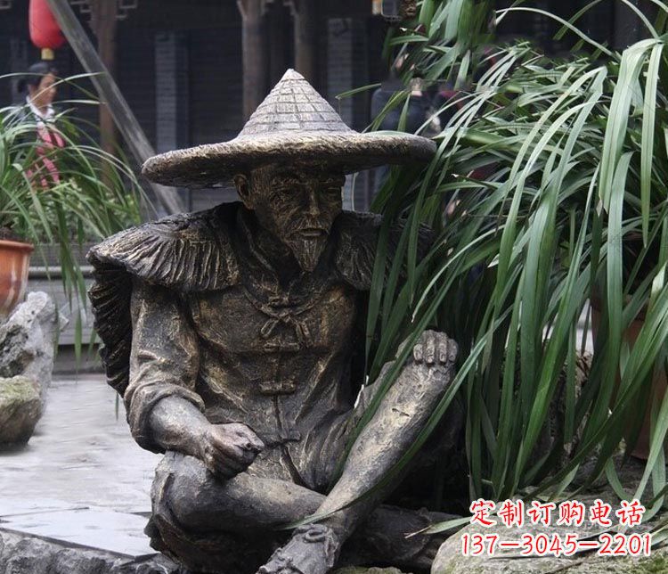 鹤壁公园古代老渔翁铜雕