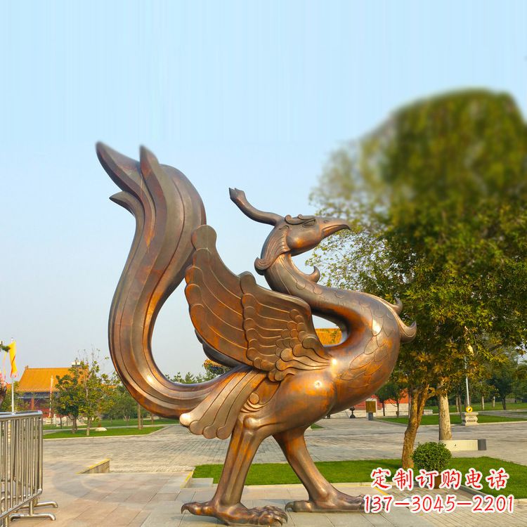鹤壁纯铜铸造的四灵之朱雀雕塑