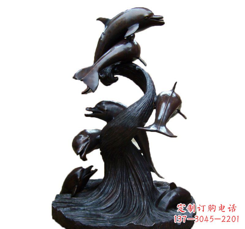 鹤壁公园海豚喷泉铜雕