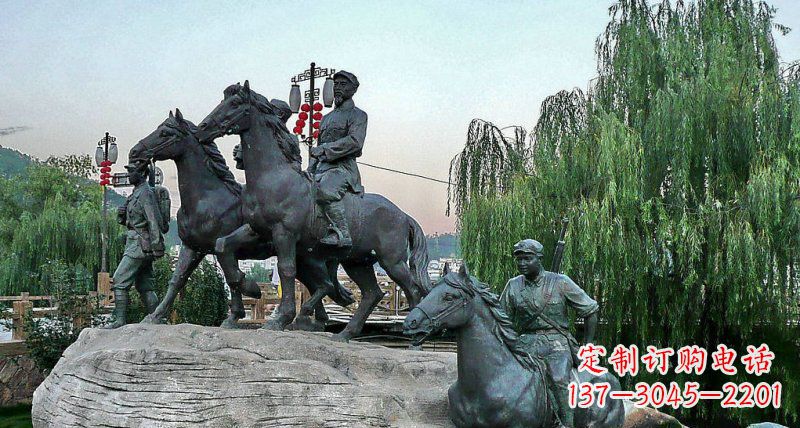 鹤壁公园红军骑马景观铜雕