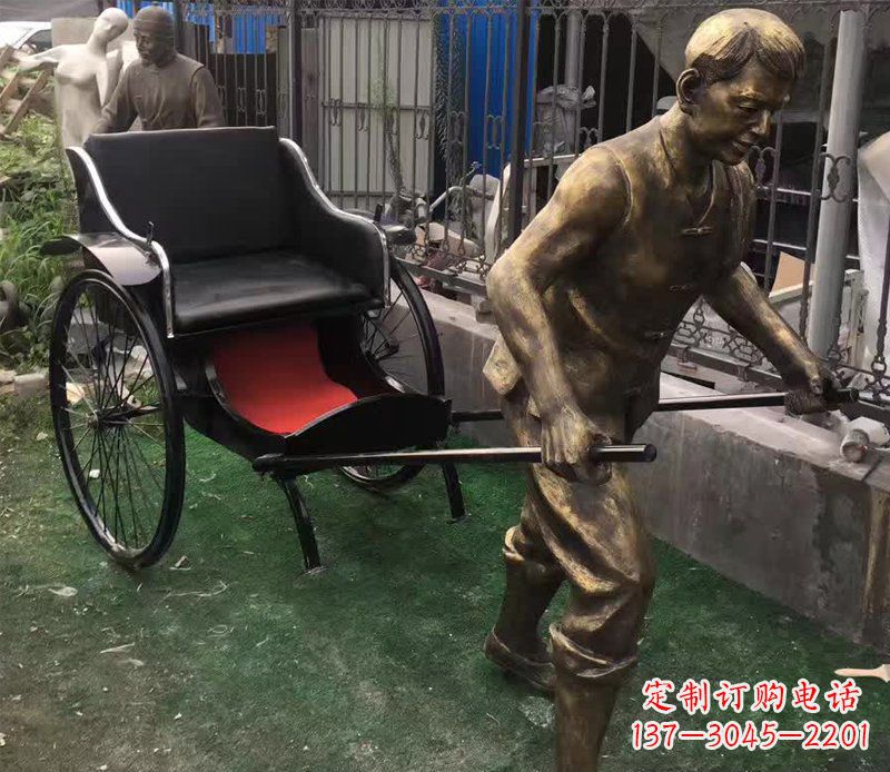 鹤壁精美铜雕车夫人物雕塑