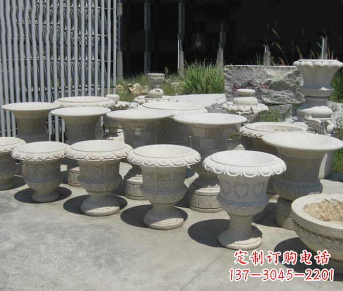 鹤壁大理石花盆石雕艺术品