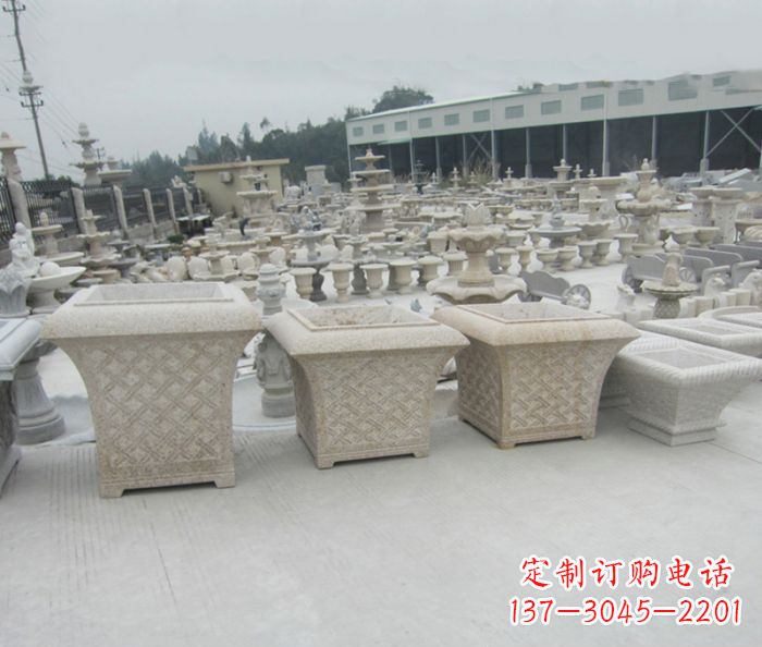 鹤壁优雅花盆大理石雕塑
