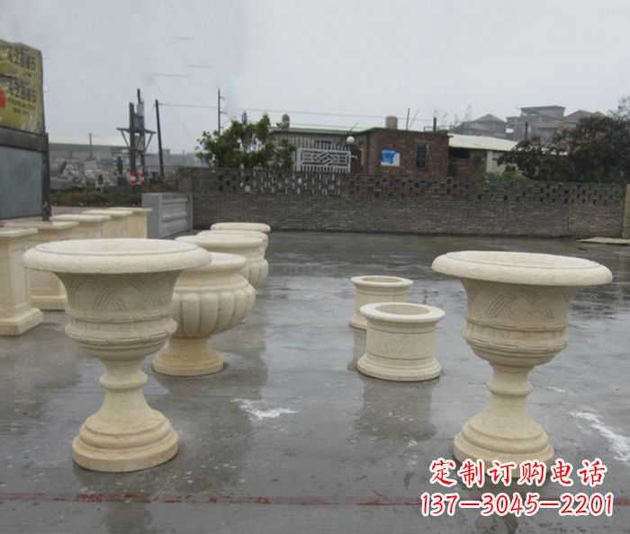 鹤壁完美绽放——大理石花盆石雕