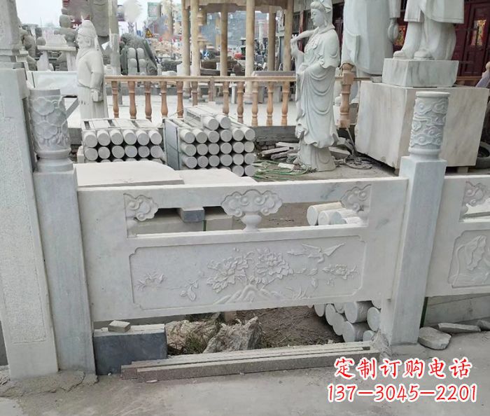 鹤壁汉白玉牡丹花浮雕石栏板雕塑
