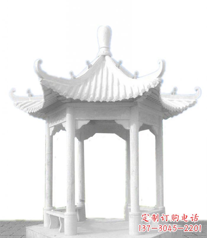 鹤壁公园景观汉白玉石雕凉亭 (2)