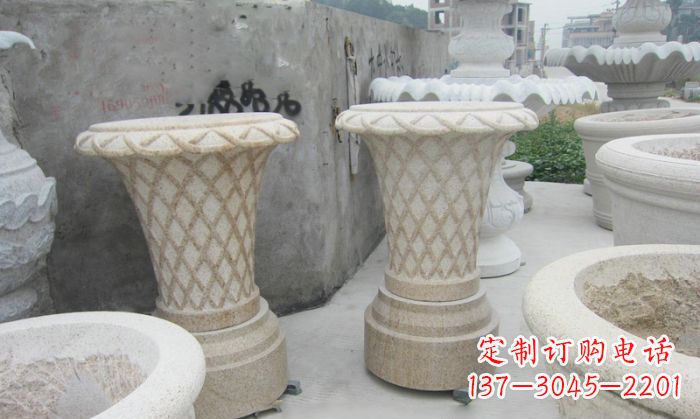 鹤壁公园景观花篮式花盆石雕
