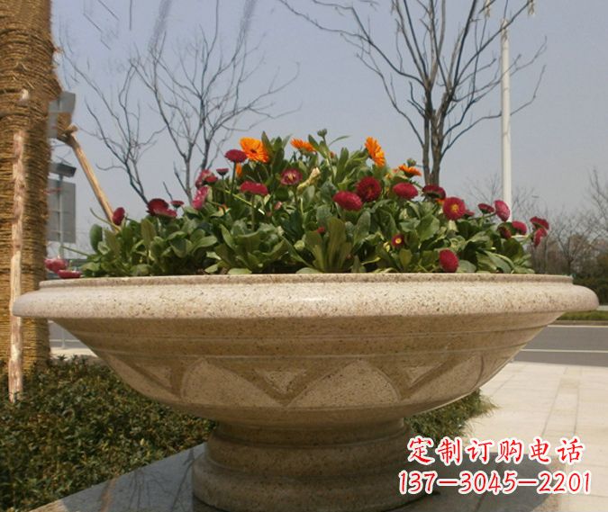 鹤壁公园景观花盆石雕 (2)