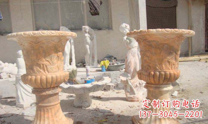 鹤壁红花盆石雕艺术雕塑