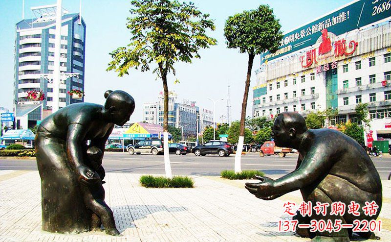 鹤壁铜质小孩学走路雕塑