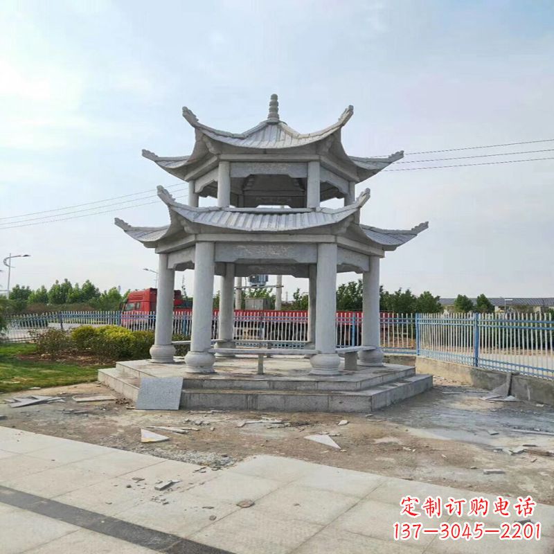 鹤壁中领雕塑-精美双层凉亭石雕