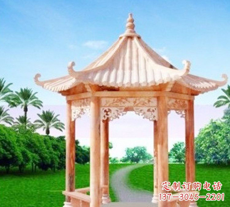 鹤壁艺术精美的六角凉亭石雕