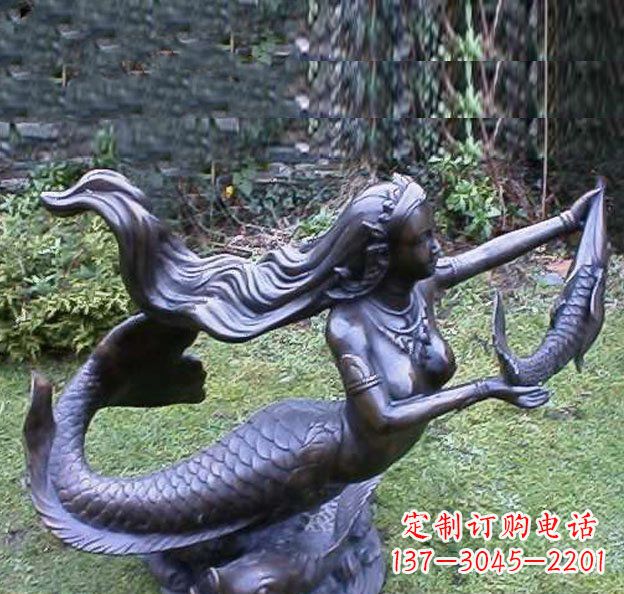 鹤壁公园美人鱼景观铜雕