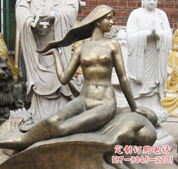 鹤壁公园美人鱼景观铜雕 (3)