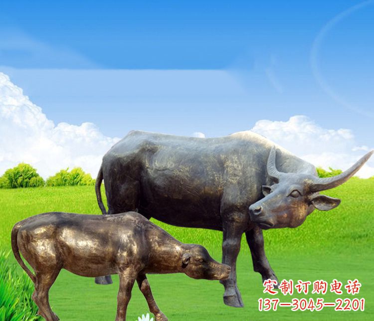 鹤壁公园母子黄牛铜雕